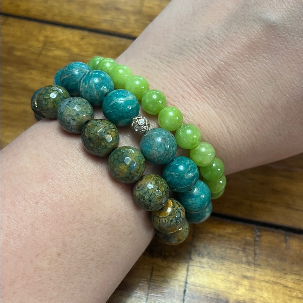 Set Of 3 Gemstone Bracelets Size 7